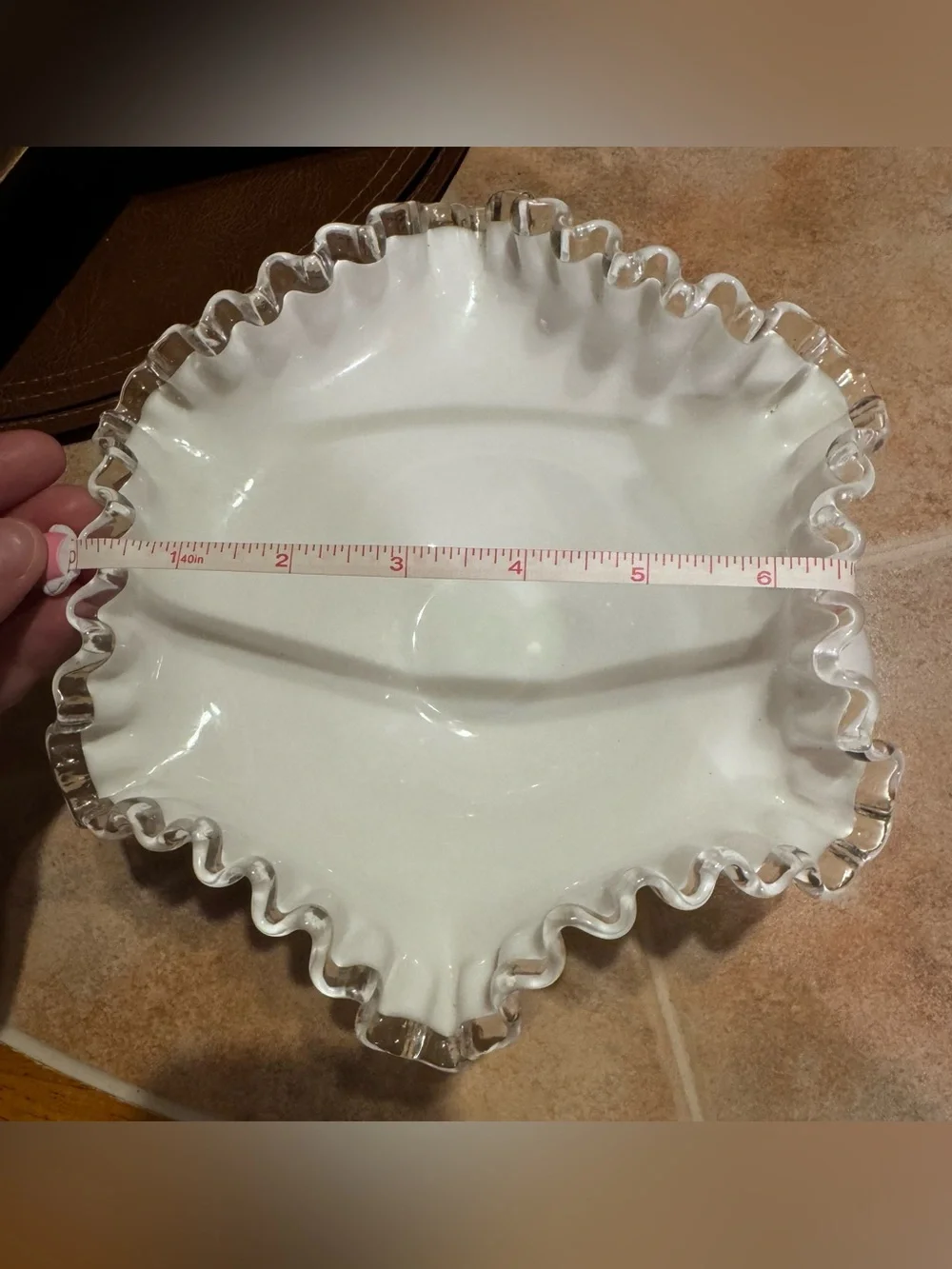Fenton Silver Crest Milk Glass Bowl - Picture 4 of 6
